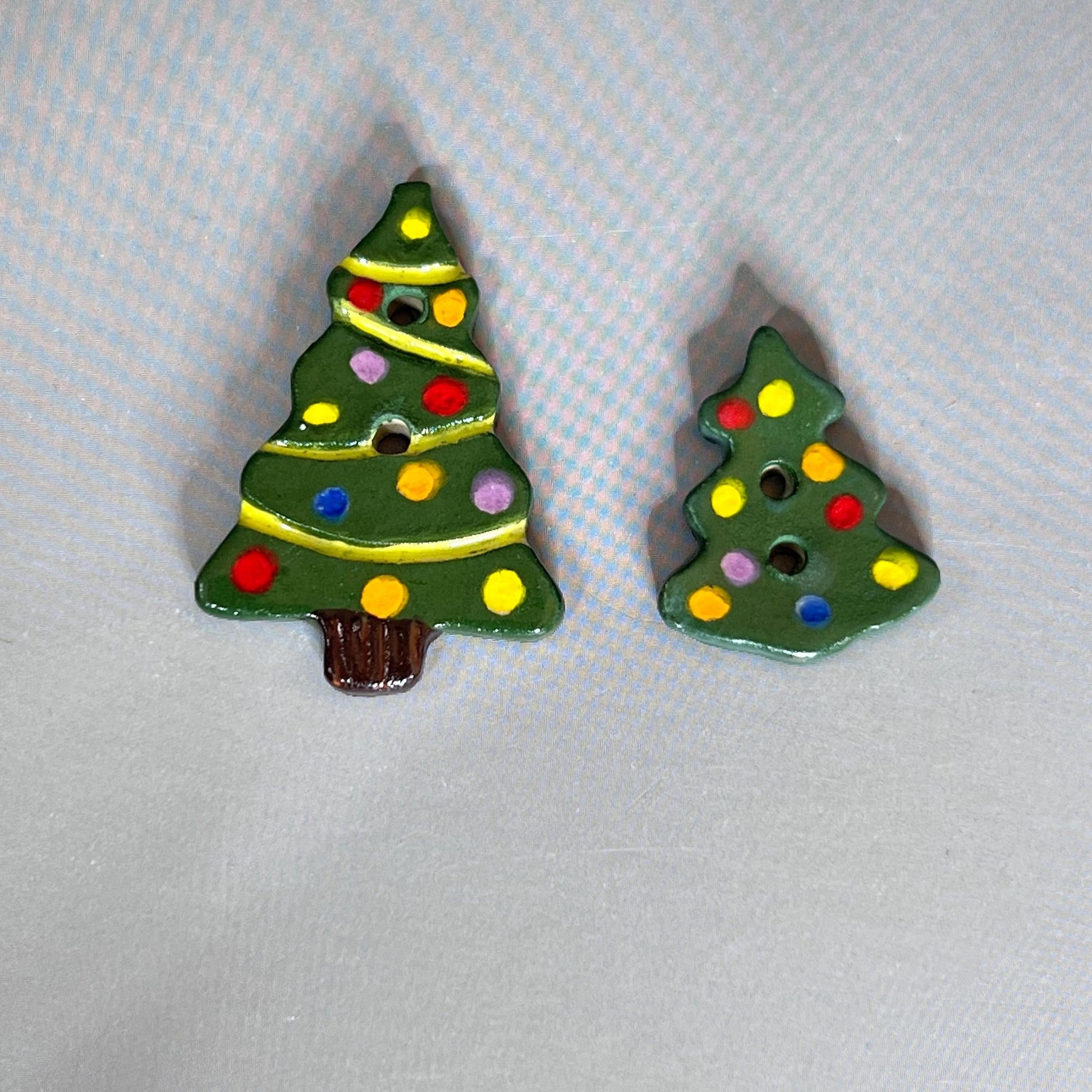 Large Christmas Tree with Decorations Ceramic Button