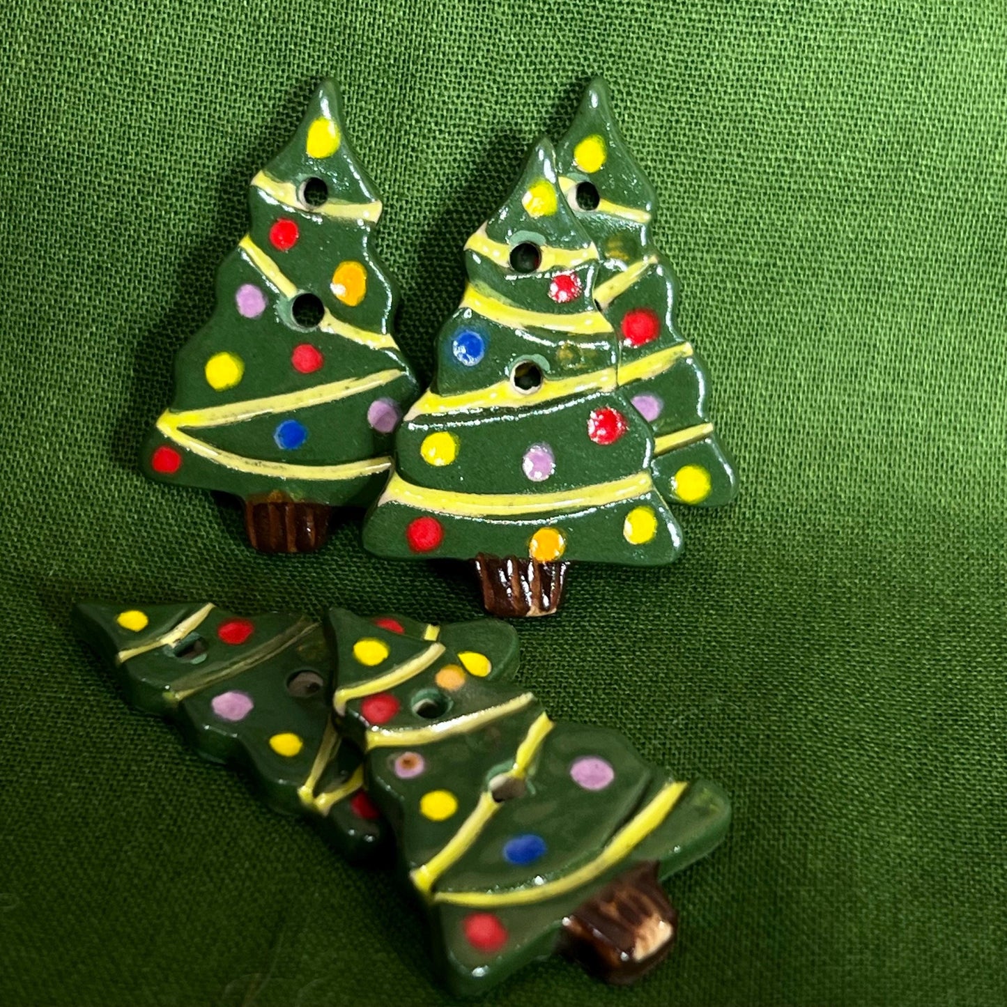 Large Christmas Tree with Decorations Ceramic Button