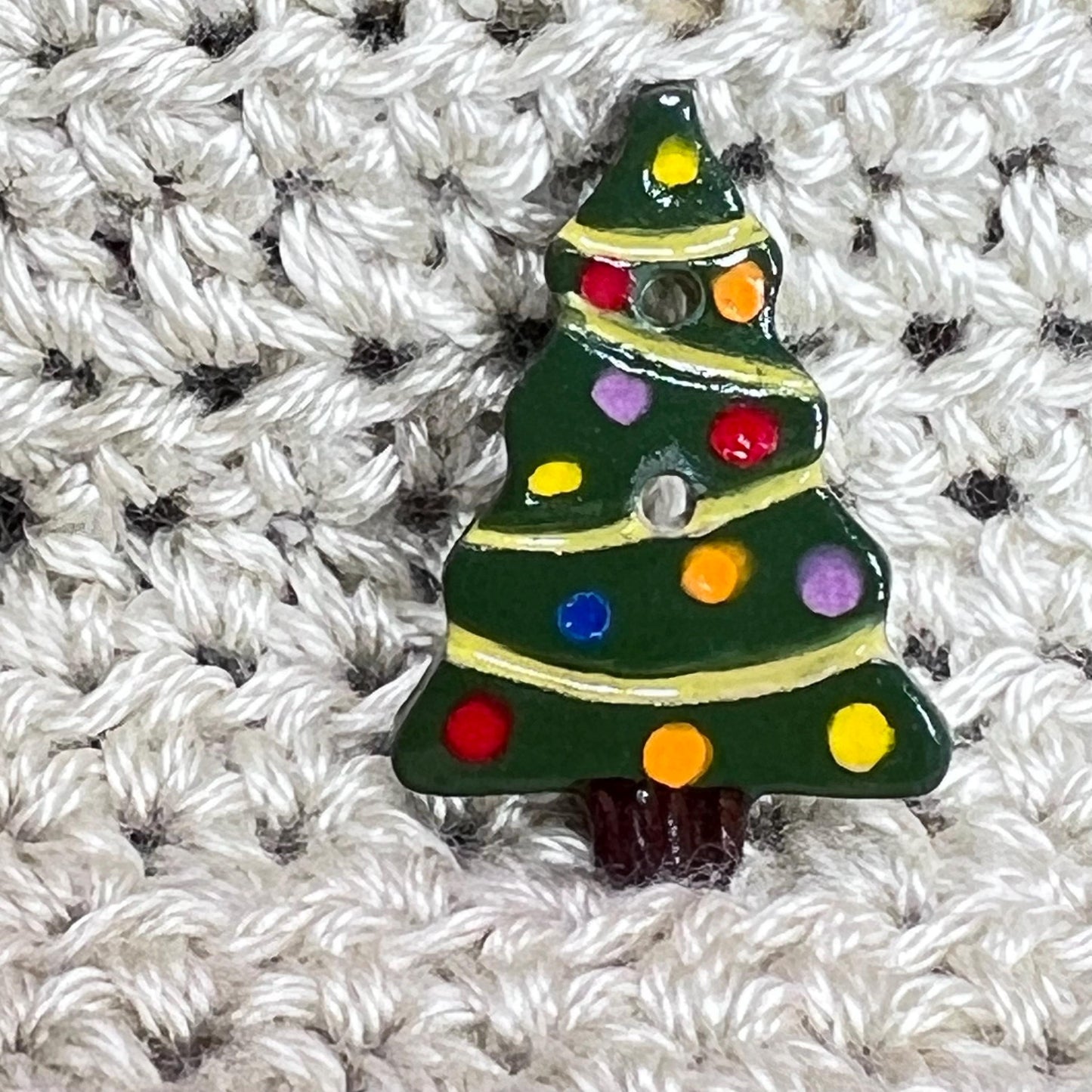 Large Christmas Tree with Decorations Ceramic Button