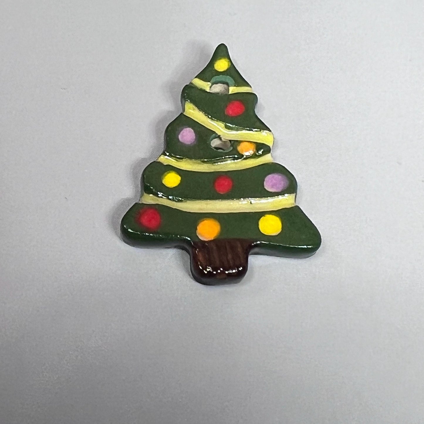 Large Christmas Tree with Decorations Ceramic Button