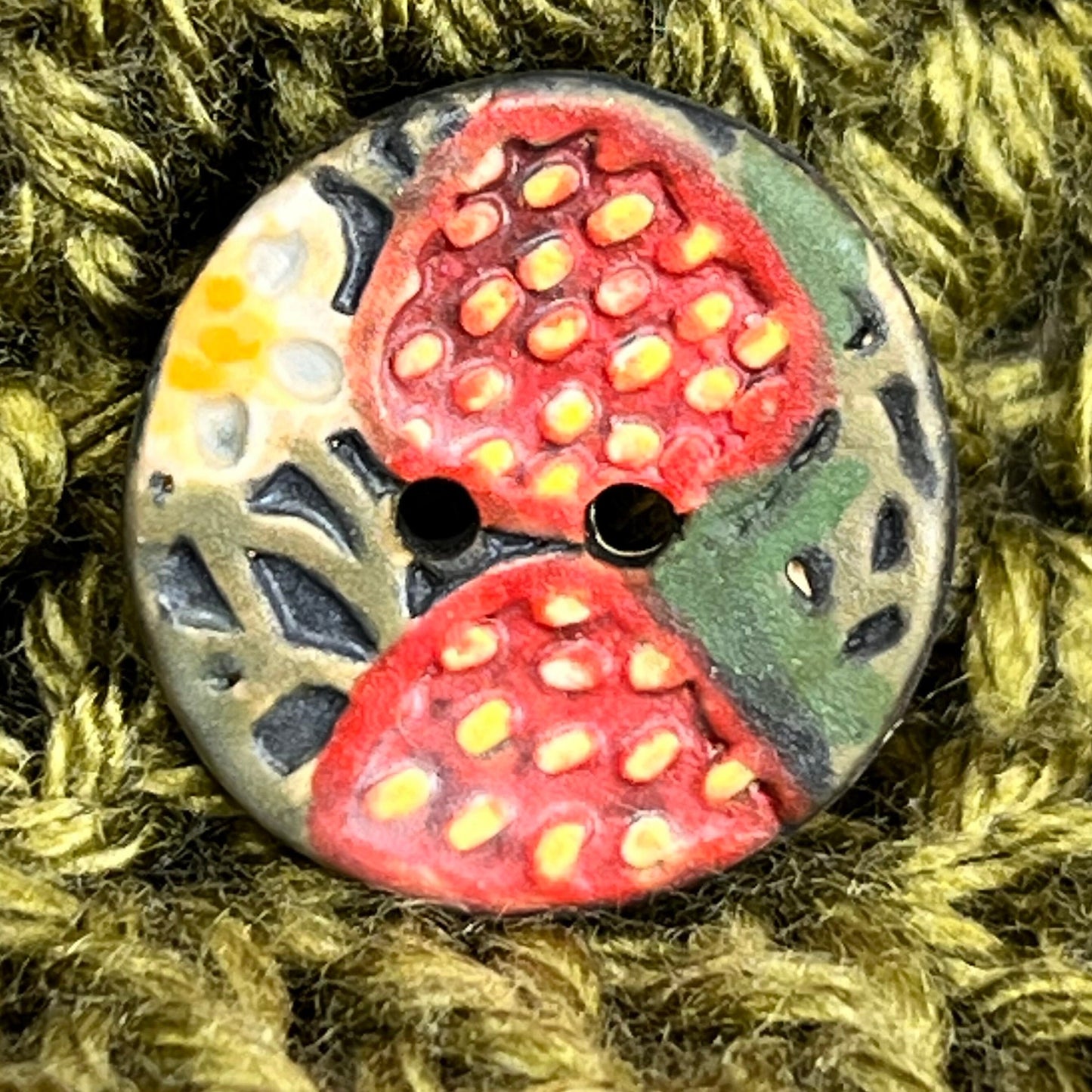 Goblin Core Strawberry Patch Small Round Ceramic Buttons