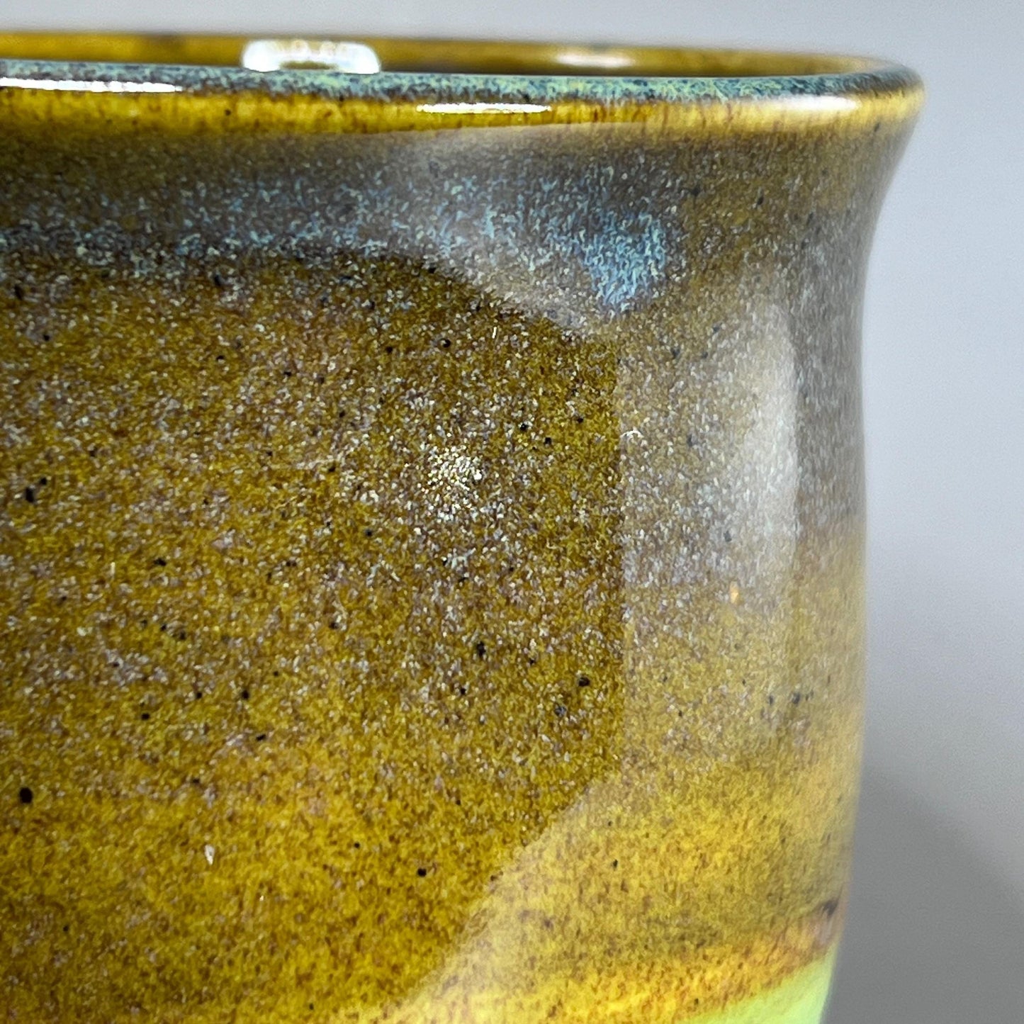 Speckled Olive and Bright Green Stoneware Tumbler