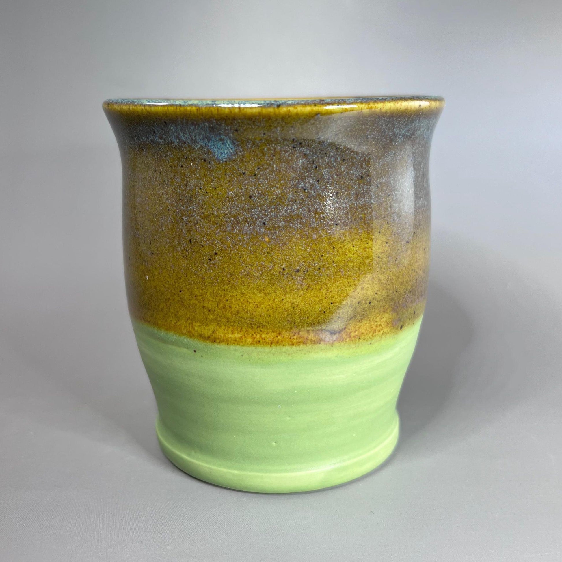 Speckled Olive and Bright Green Stoneware Tumbler