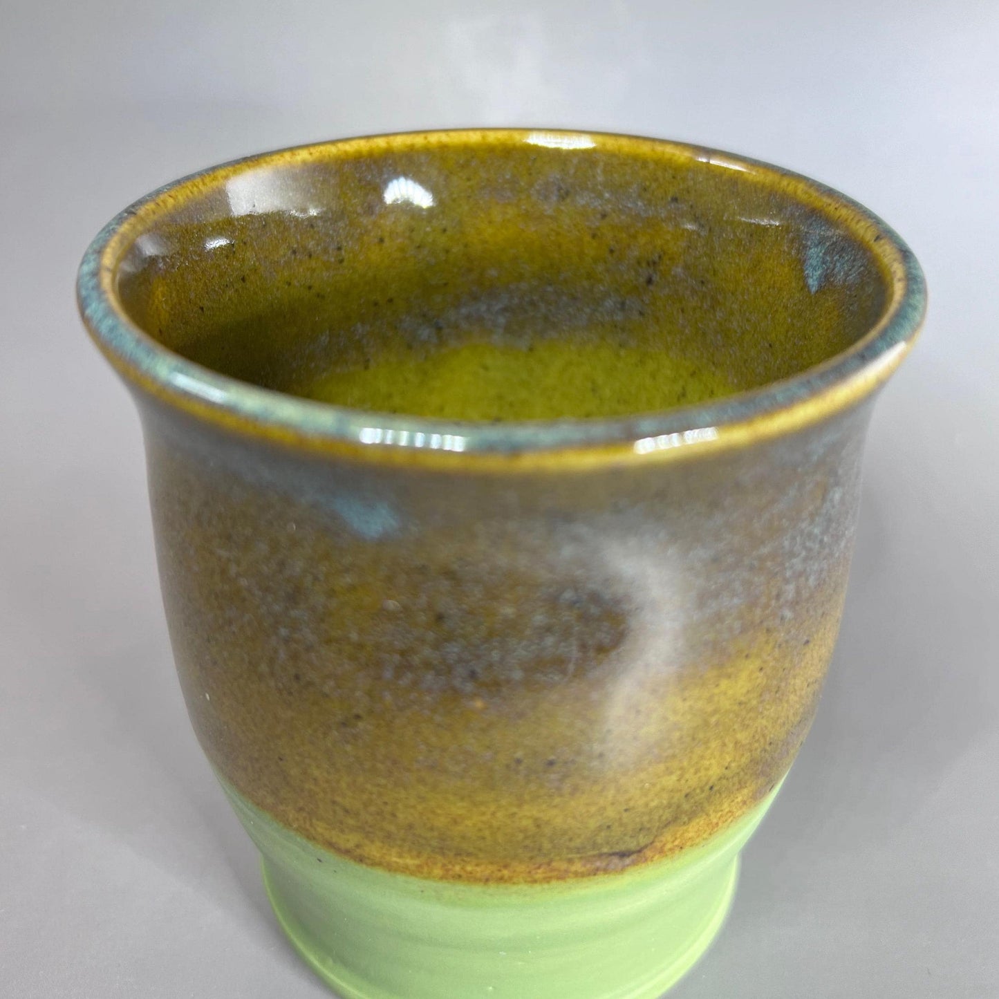 Speckled Olive and Bright Green Stoneware Tumbler