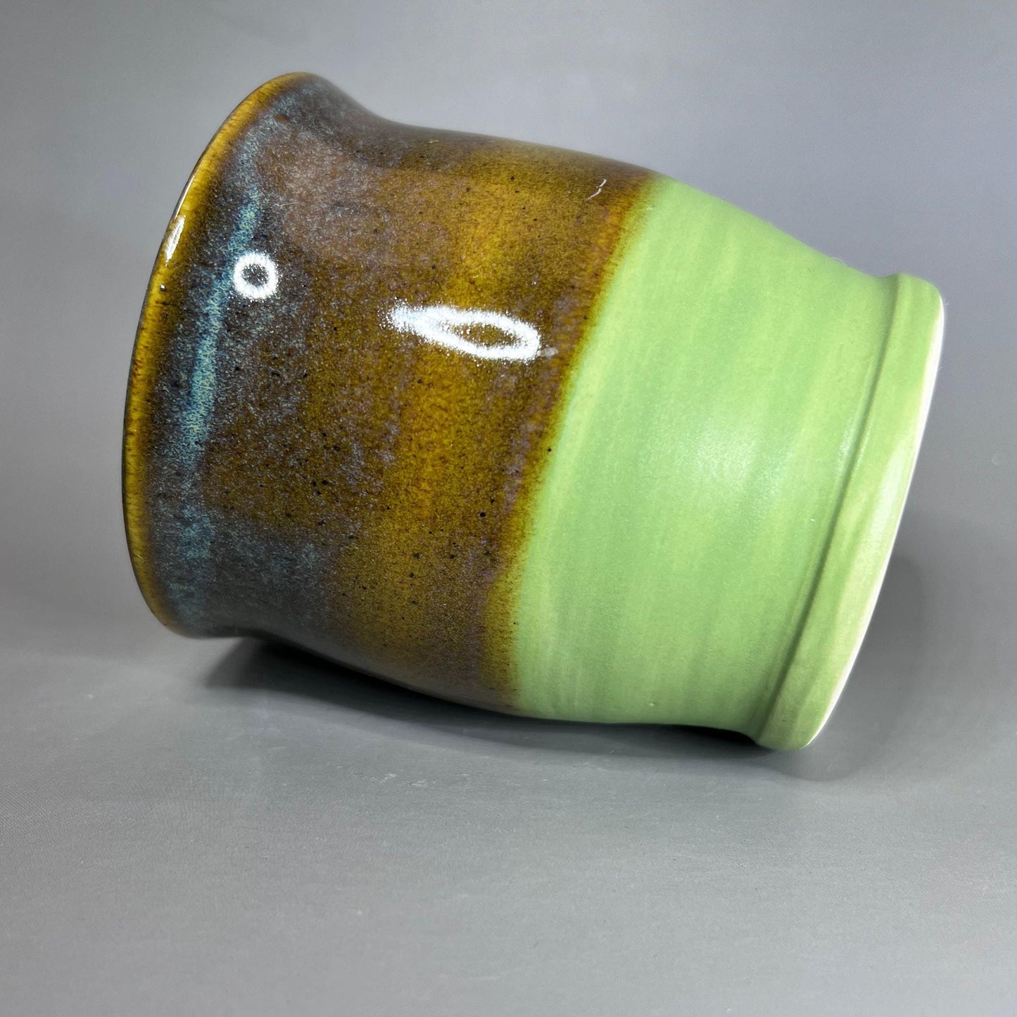 Speckled Olive and Bright Green Stoneware Tumbler