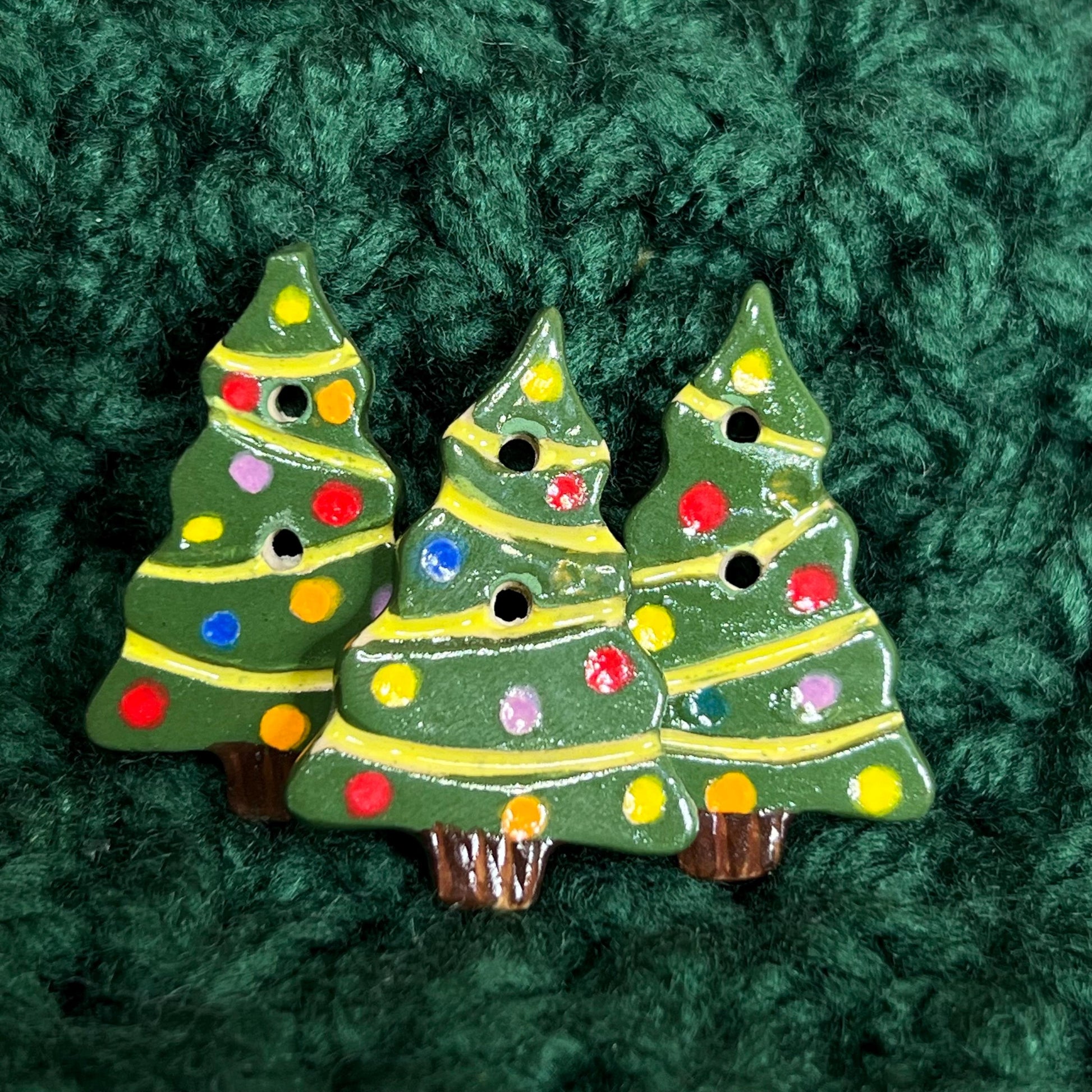 Large Christmas Tree with Decorations Ceramic Button