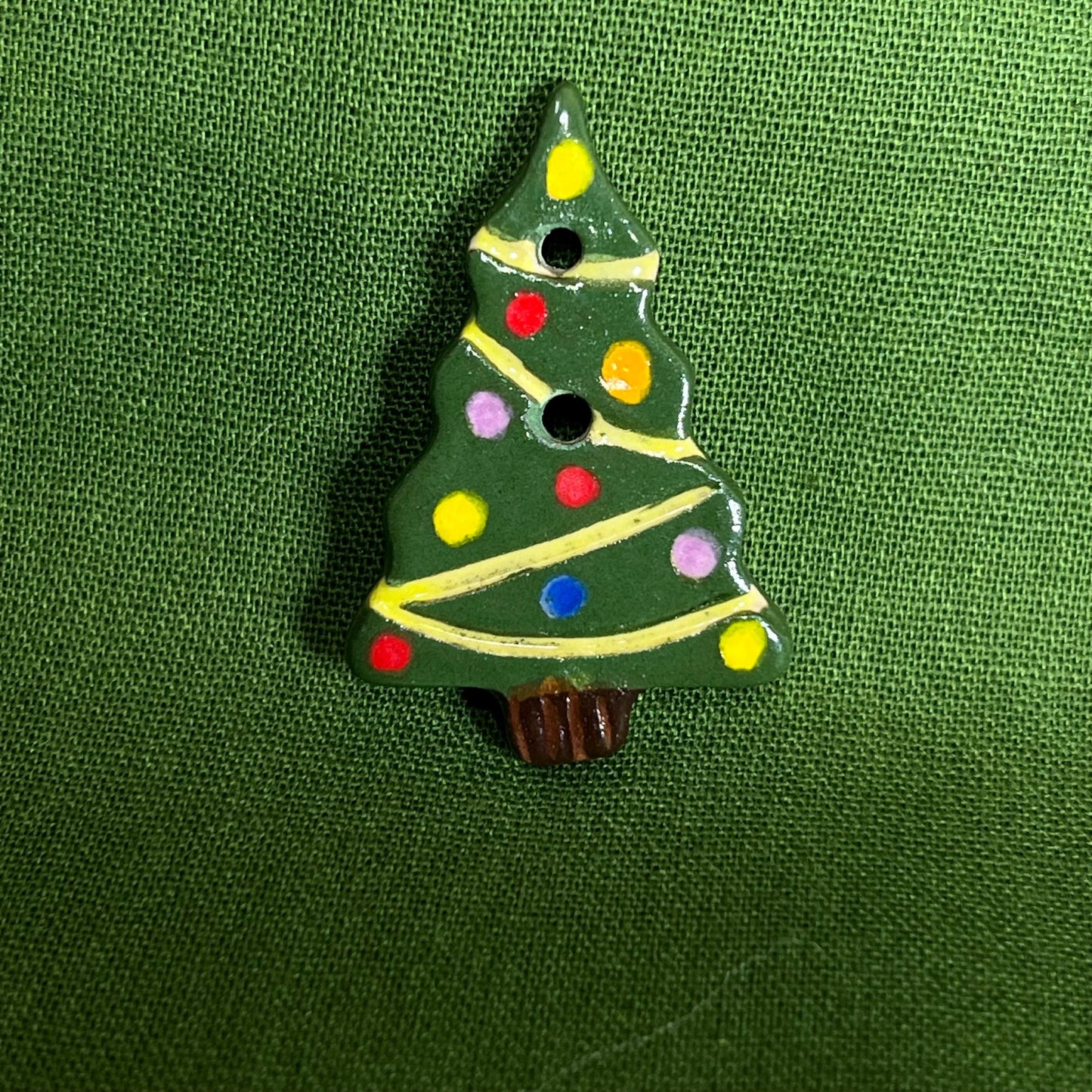 Large Christmas Tree with Decorations Ceramic Button