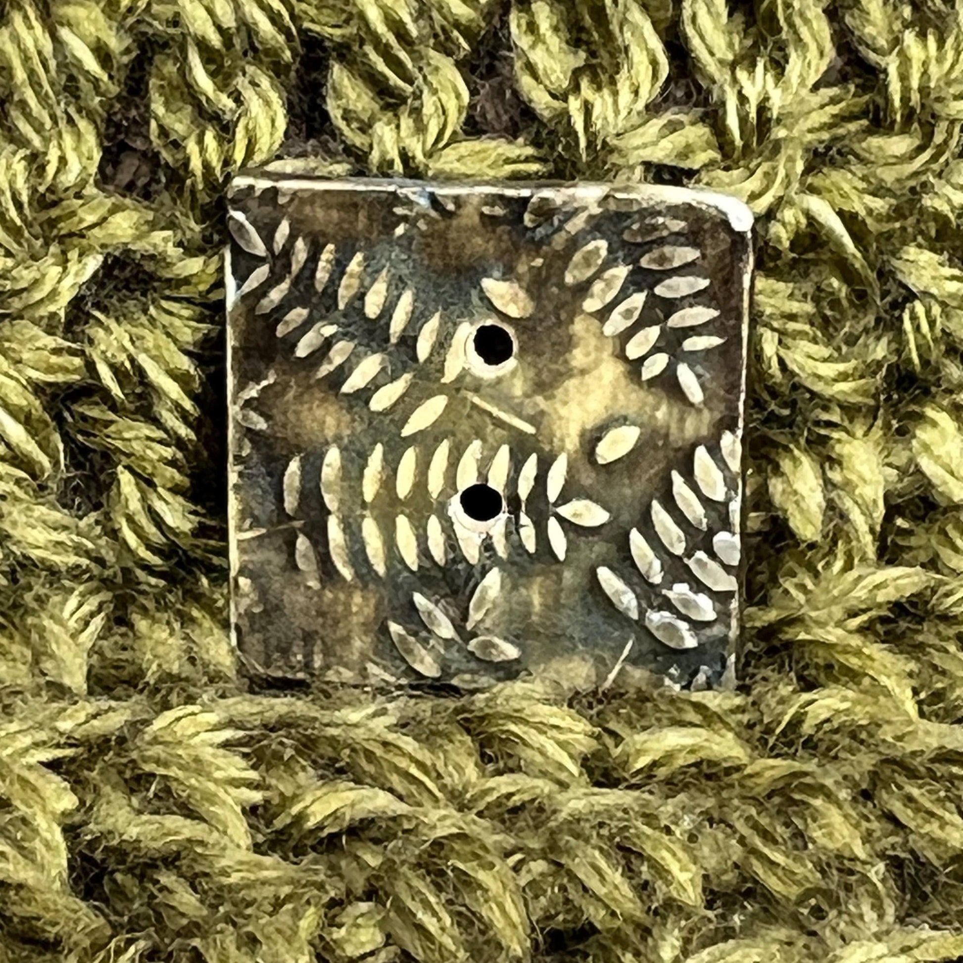 Woodland Fern Textured Square Ceramic Button