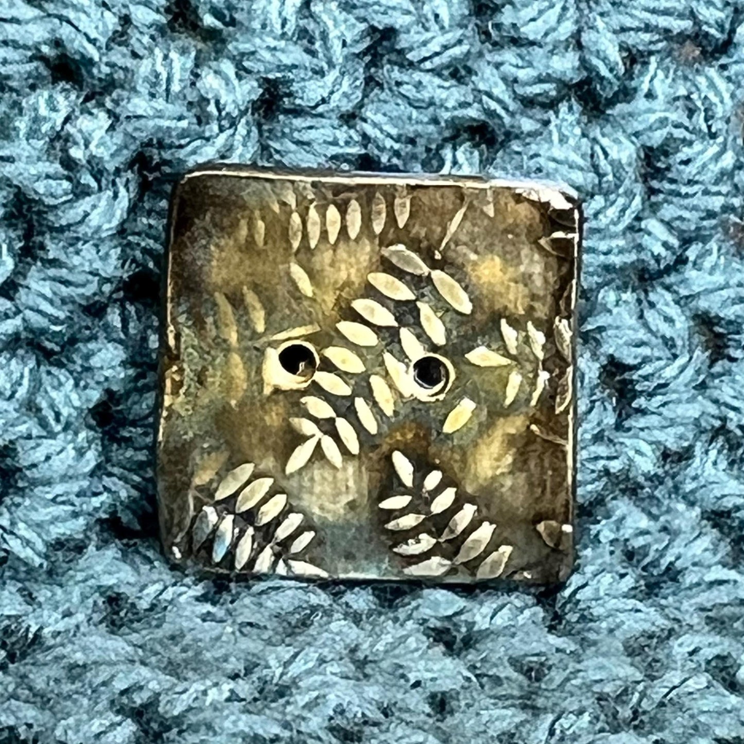 Woodland Fern Textured Square Ceramic Button
