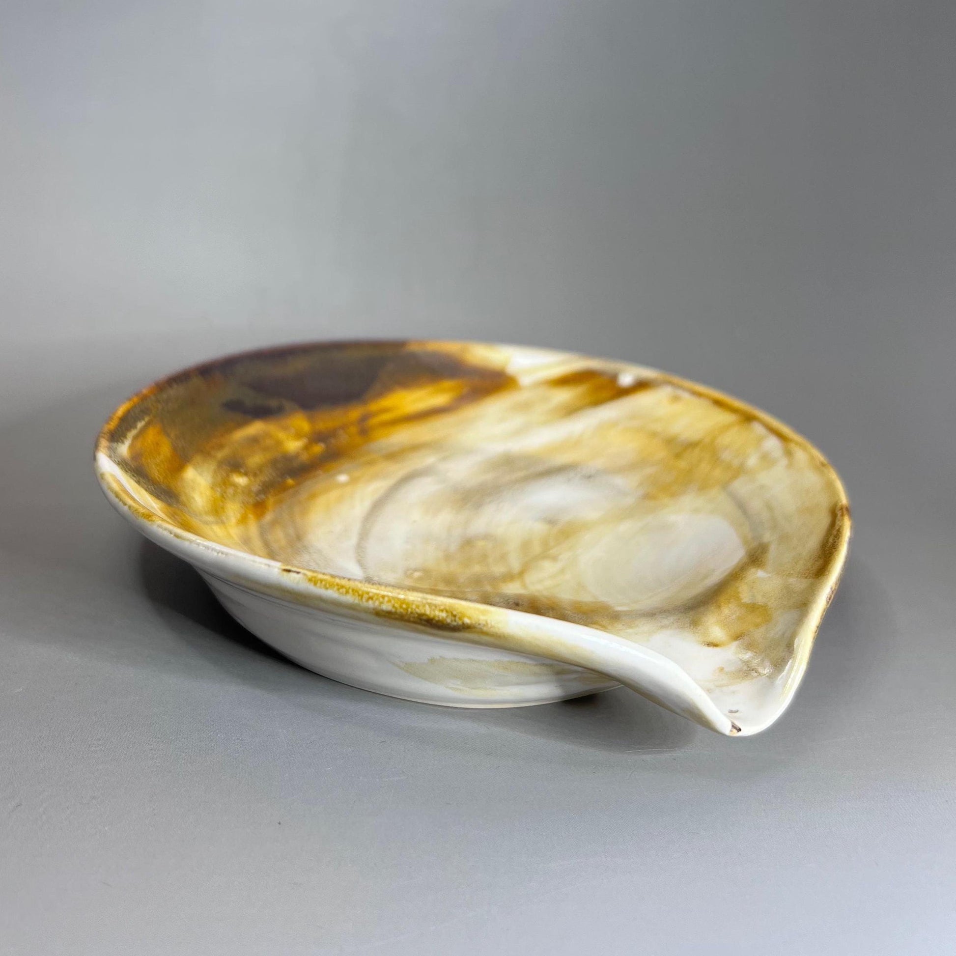 White with Copper Small Spoon Rest