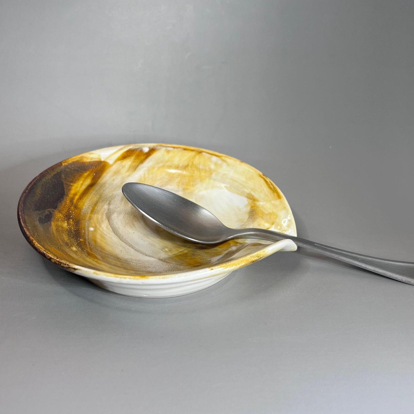 White with Copper Small Spoon Rest