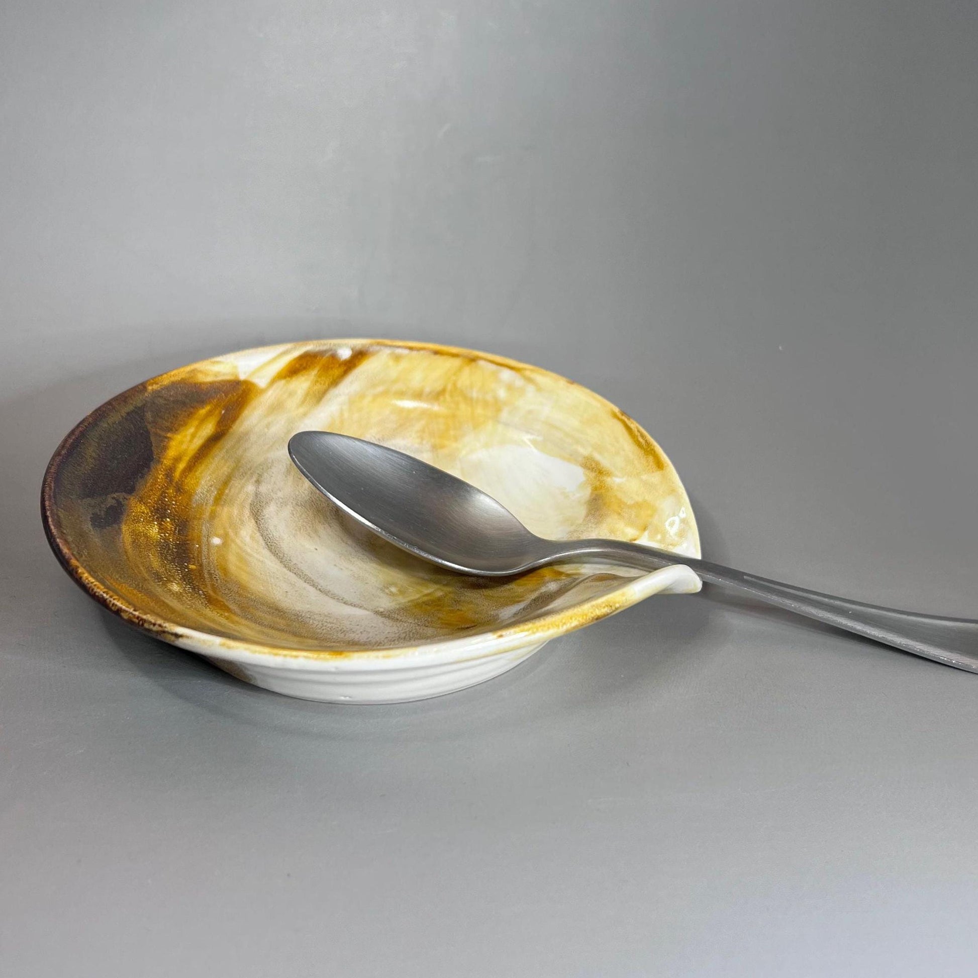 White with Copper Small Spoon Rest