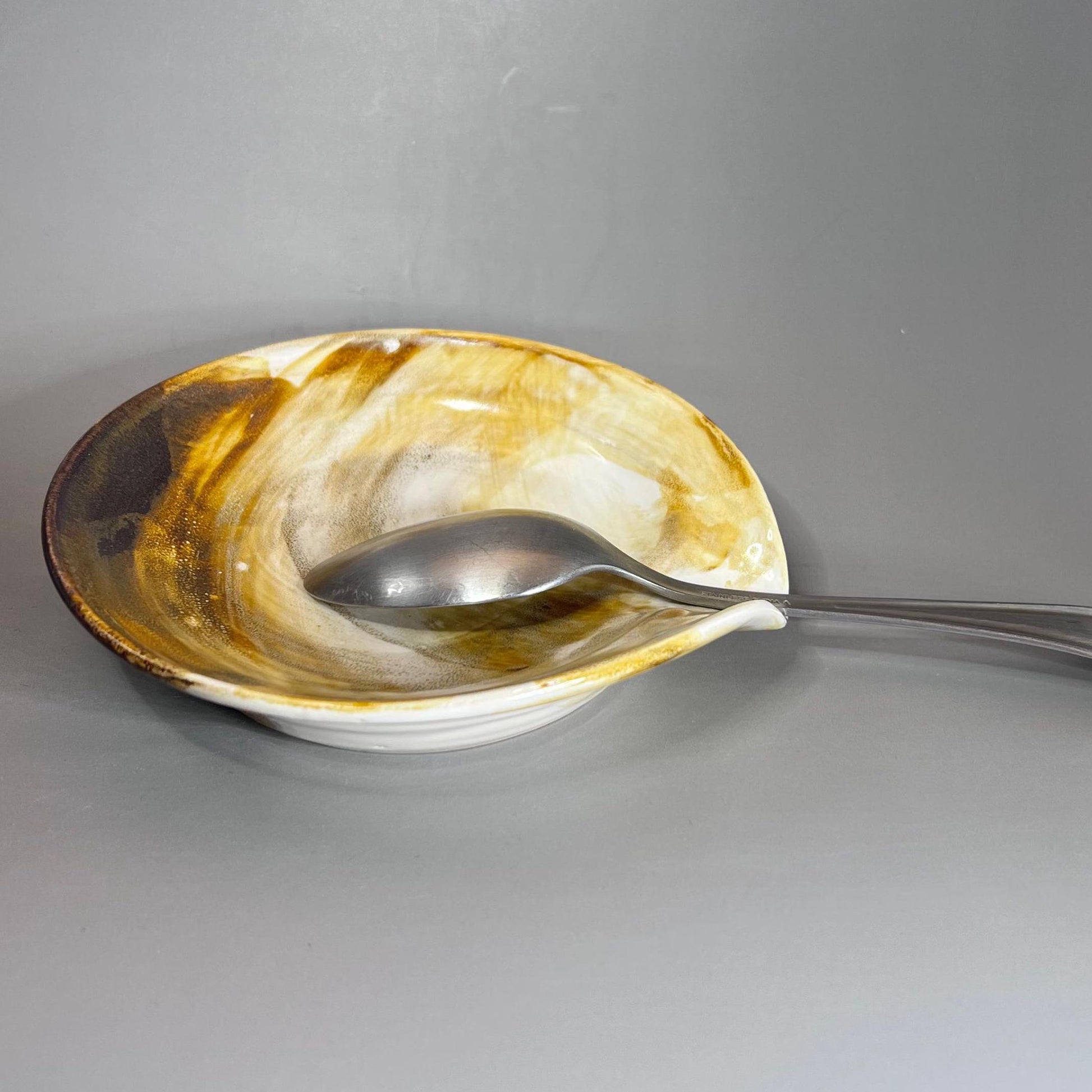 White with Copper Small Spoon Rest