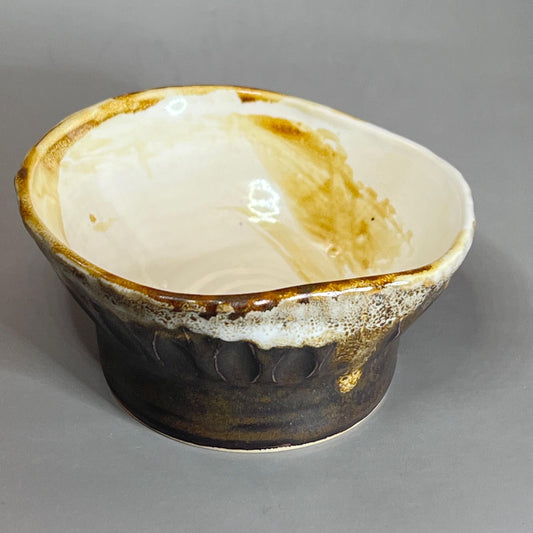 Thrown and Altered, White and CopperRing Dish/ Tea Bag Holder