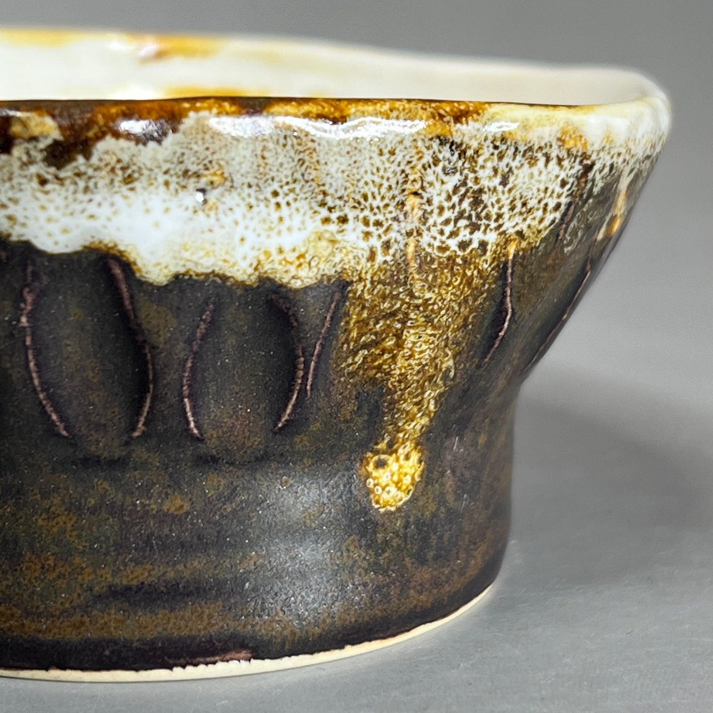 Thrown and Altered, White and CopperRing Dish/ Tea Bag Holder
