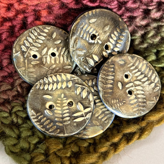 Green Fern Round Buttons