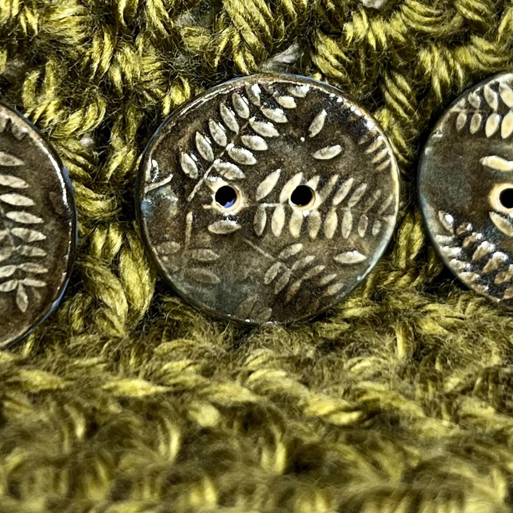 Green Fern Round Buttons