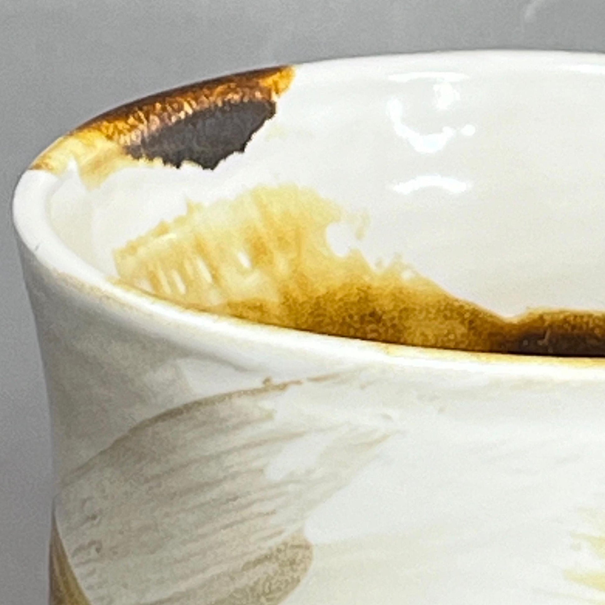 Small White with Copper Brush Strokes Stoneware Tumbler