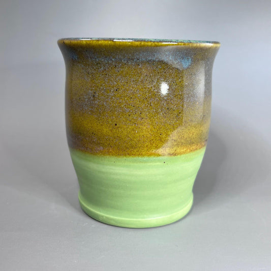 Speckled Olive and Bright Green Stoneware Tumbler