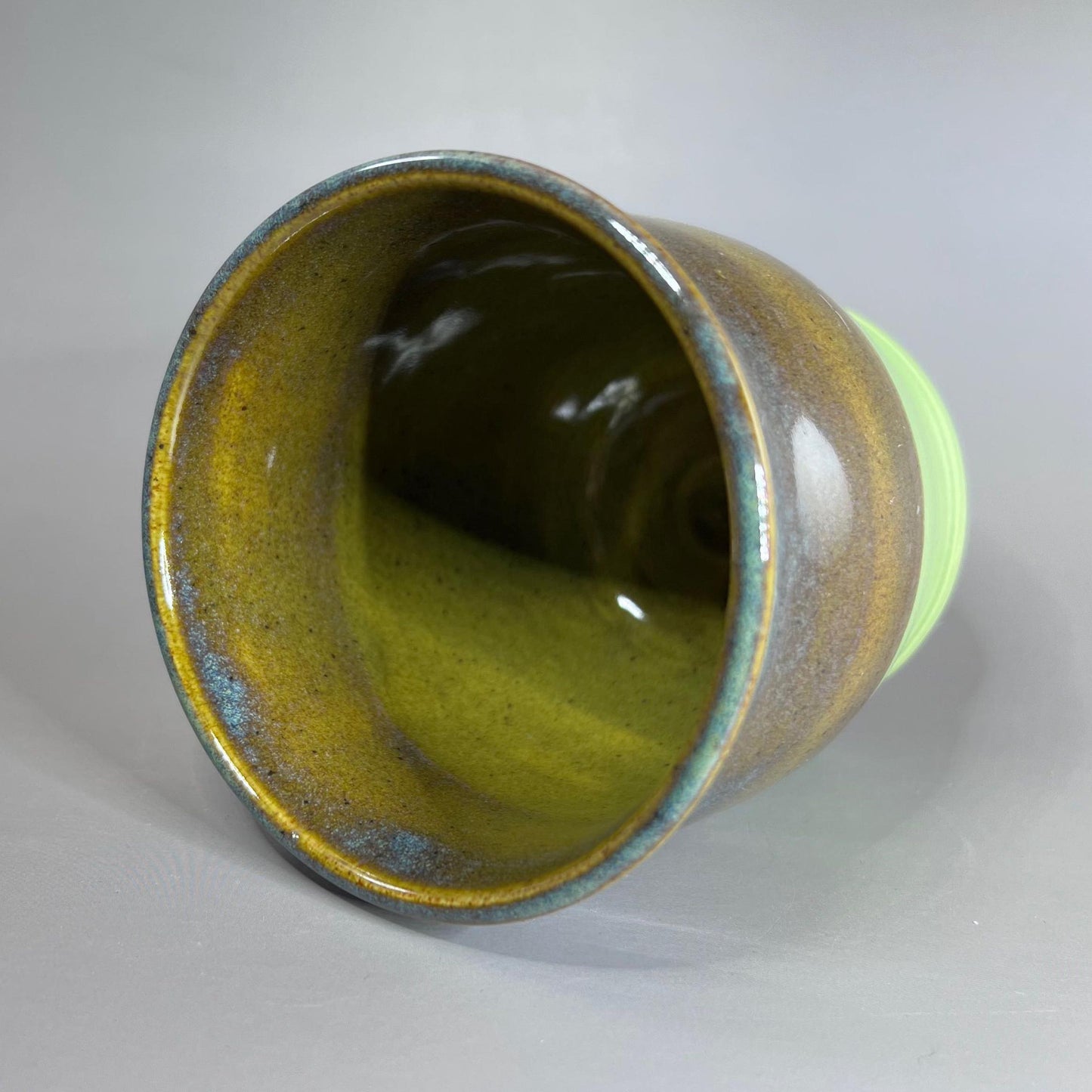 Speckled Olive and Bright Green Stoneware Tumbler