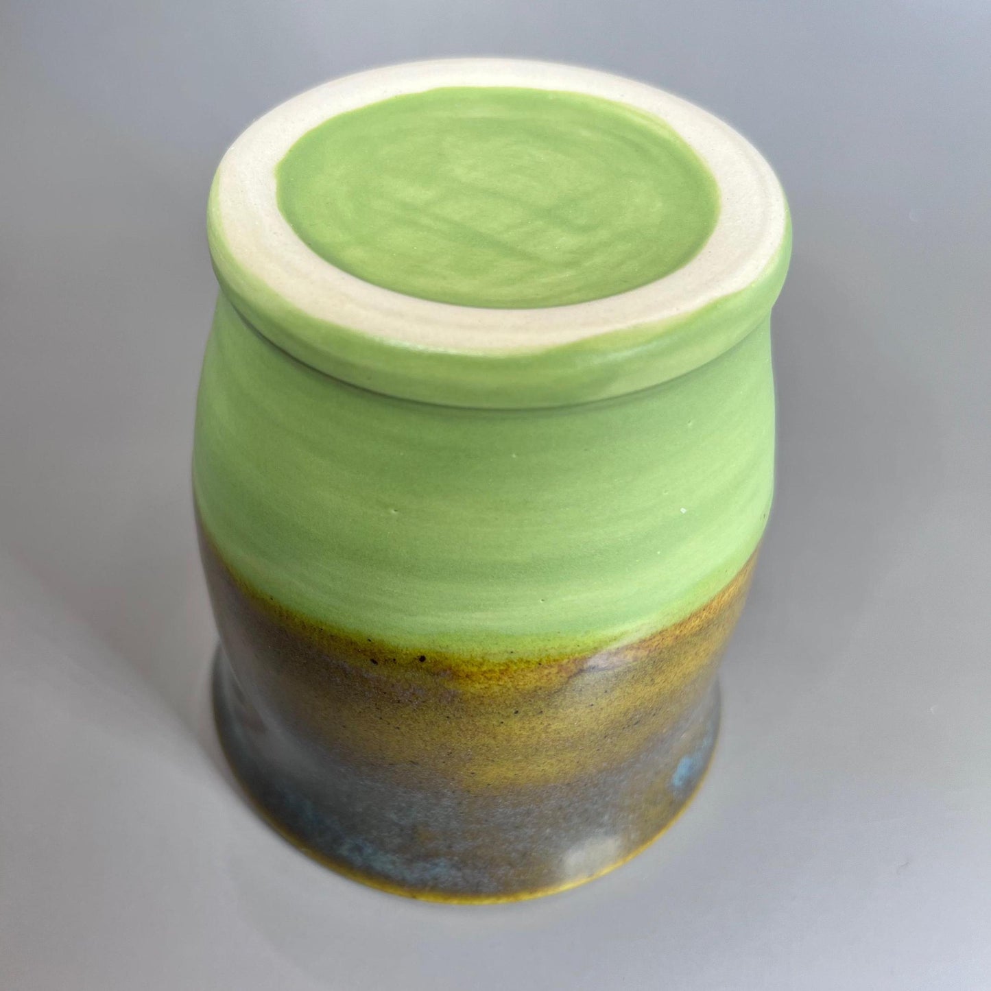 Speckled Olive and Bright Green Stoneware Tumbler