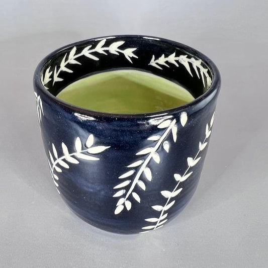 Black and Green Wheelthrown Sipper/Tumbler