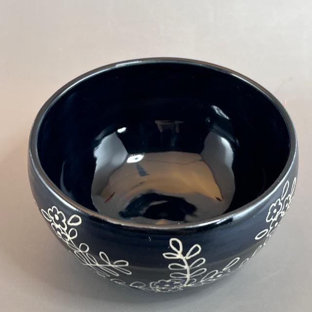 Small Bowl for Charcuterie, Spices, Condiments, or Garnishes Black Sgraffito