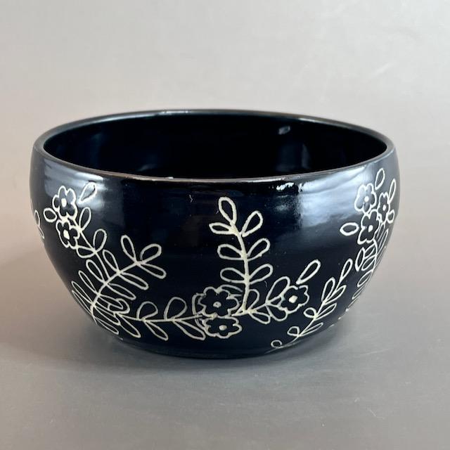 Small Bowl for Charcuterie, Spices, Condiments, or Garnishes Black Sgraffito