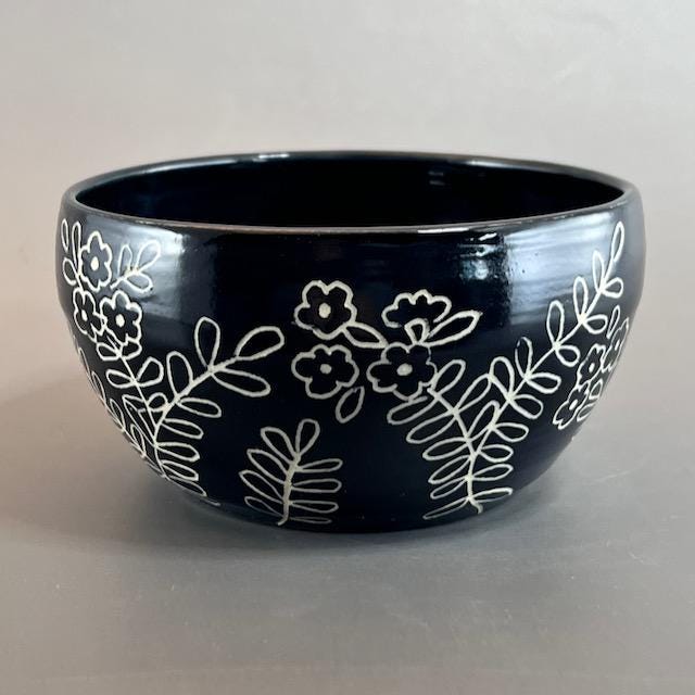 Small Bowl for Charcuterie, Spices, Condiments, or Garnishes Black Sgraffito