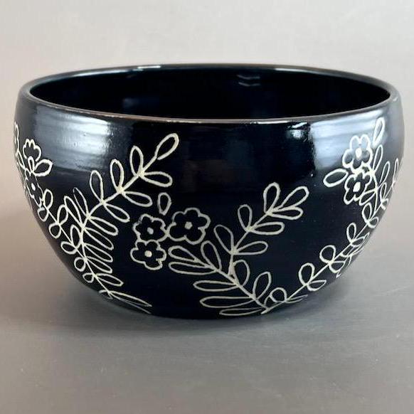 Small Bowl for Charcuterie, Spices, Condiments, or Garnishes Black Sgraffito