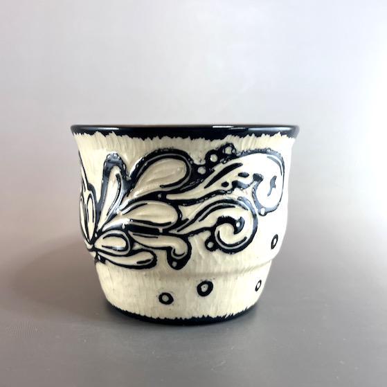 Black and White Splash Doodle Cache Pot/ Cup