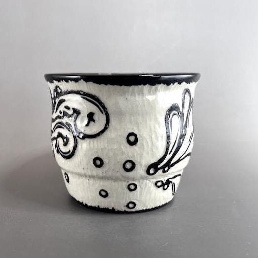 Black and White Splash Doodle Cache Pot/ Cup