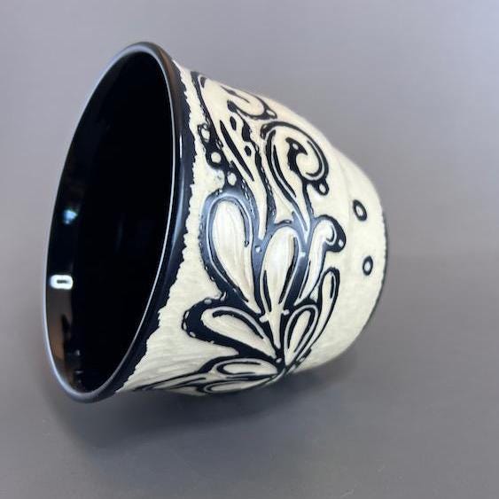 Black and White Splash Doodle Cache Pot/ Cup