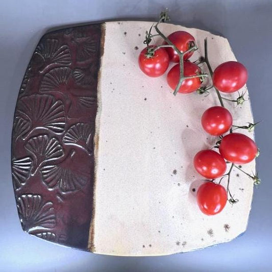 Ginkgo Pattern and White Birch Ceramic Cheese/Charcuterie Board