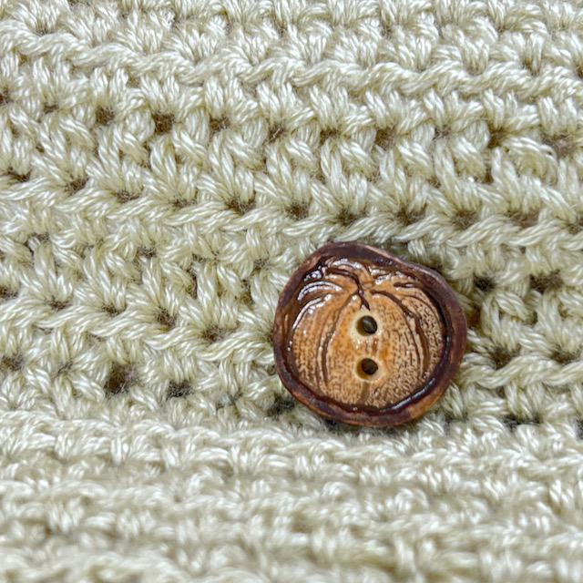 Pumpkin with Brown Details Ceramic Button