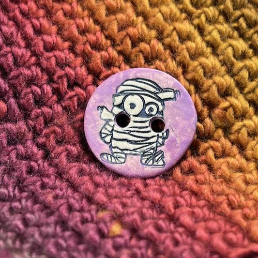 Mummy on Purple Round Ceramic Button