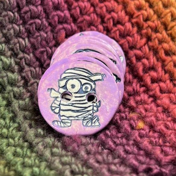 Mummy on Purple Round Ceramic Button