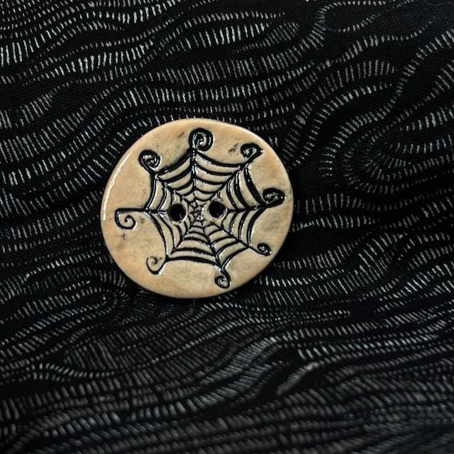 Spider Web on Light Orange Round Ceramic Button