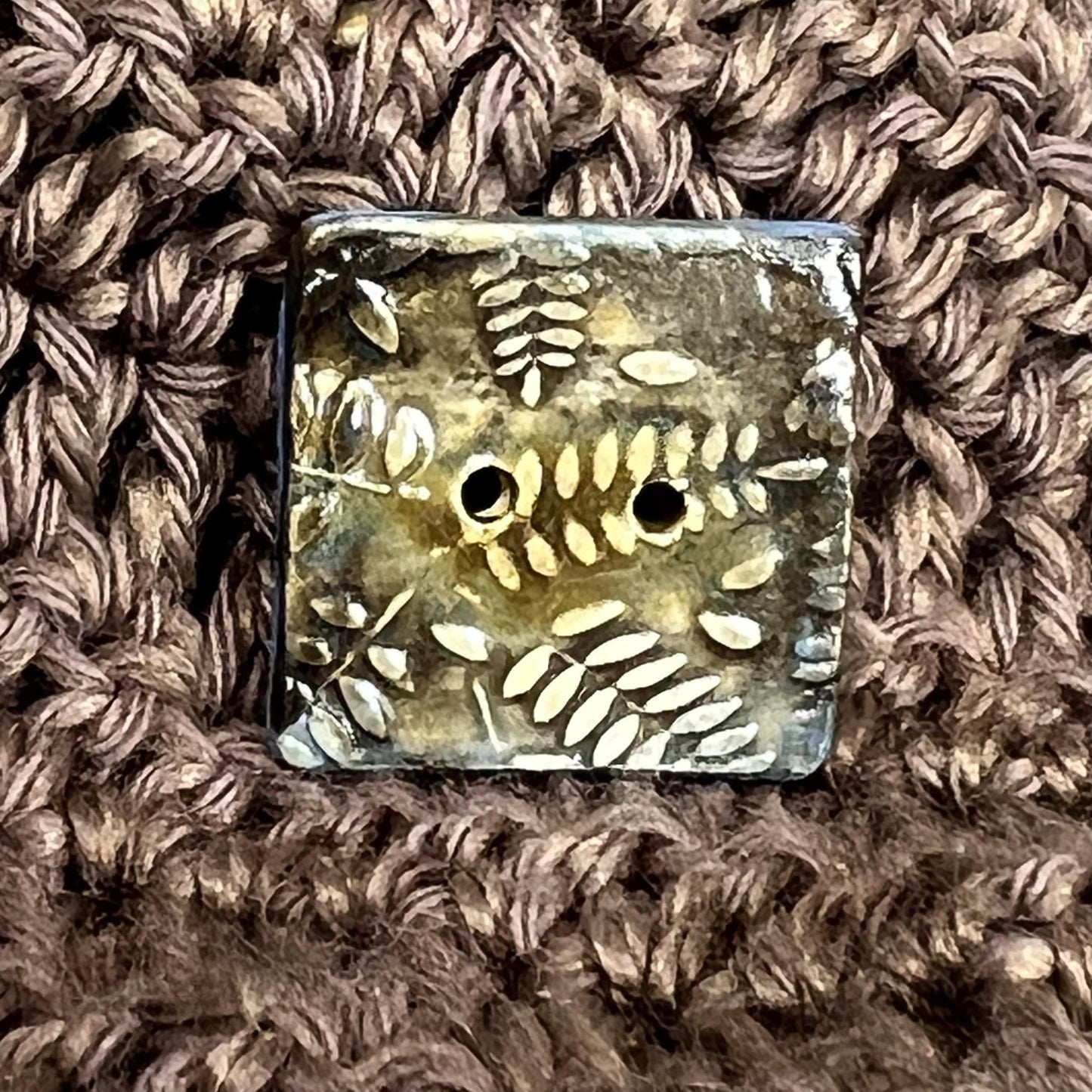 Woodland Fern Textured Square Ceramic Button