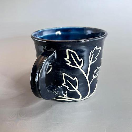 Graphic Flower Black Mug