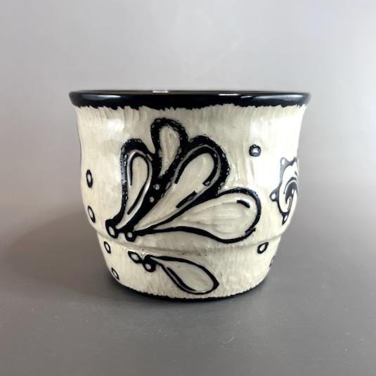 Black and White Splash Doodle Cache Pot/ Cup