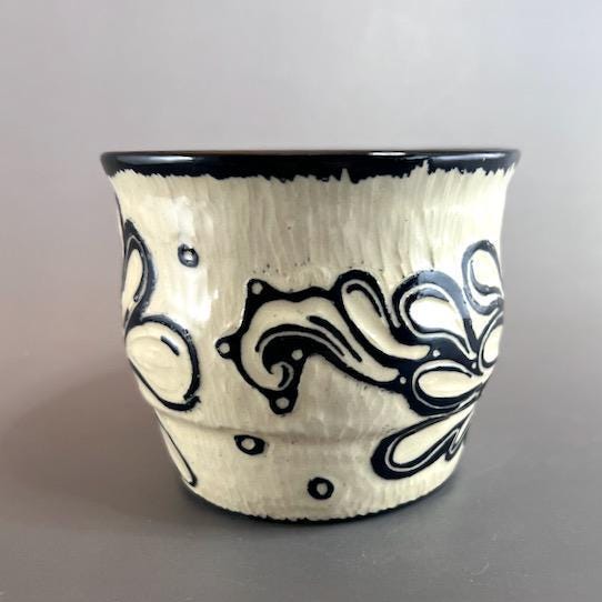 Black and White Splash Doodle Cache Pot/ Cup