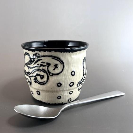 Black and White Splash Doodle Cache Pot/ Cup