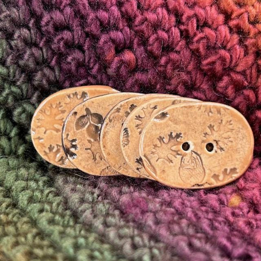 Fall Leaves and Acorns Patterned Oblong Ceramic Buttons