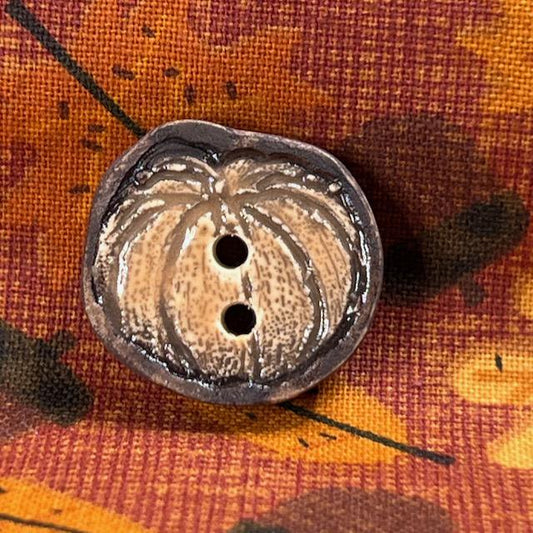 Pumpkin with Brown Details Ceramic Button