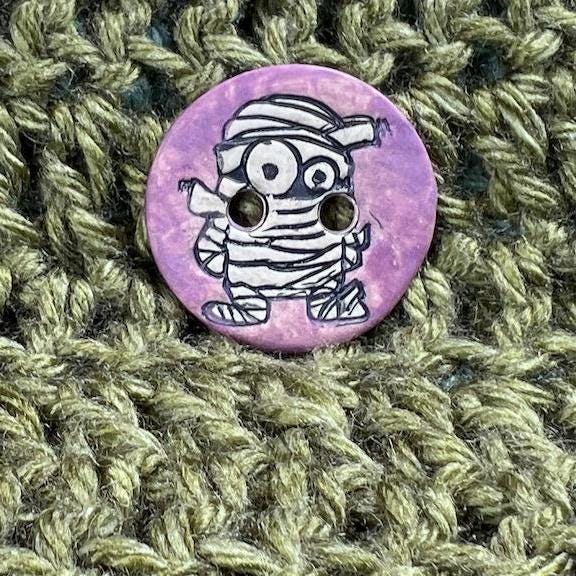 Mummy on Purple Round Ceramic Button