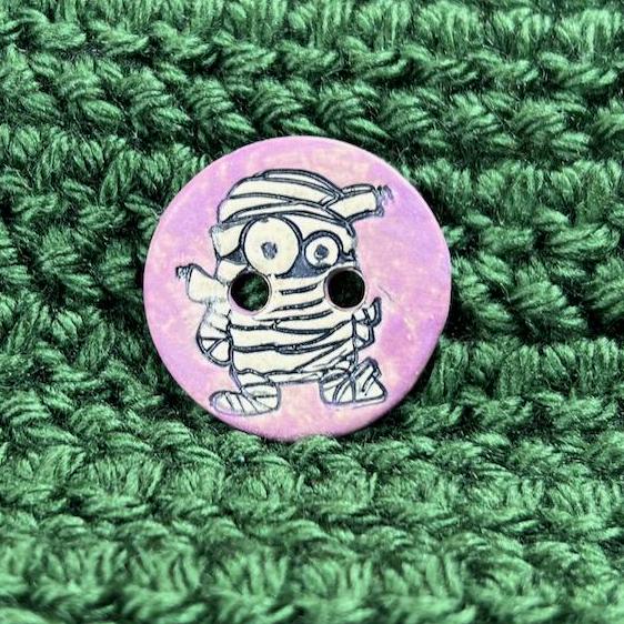 Mummy on Purple Round Ceramic Button