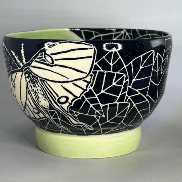 Sgraffito Luna Moth Noodle Bowl