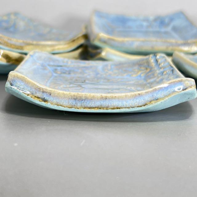 Light Blue Wildflower Texture Teabag Holder/Spoon Rest/Trinket Dish/ Ring Dish