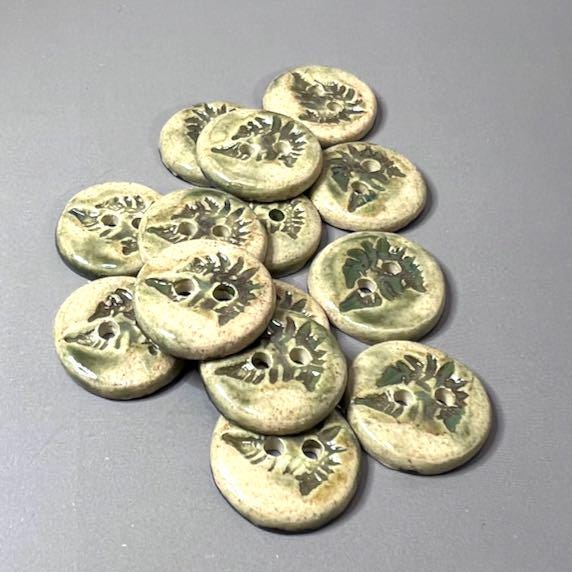 Small Round Fern Ceramic Buttons
